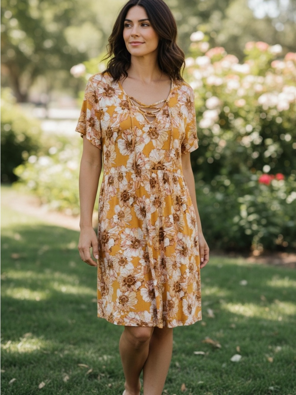 Maurices 24/7 Floral Tank Top in Pale Pink and Beige